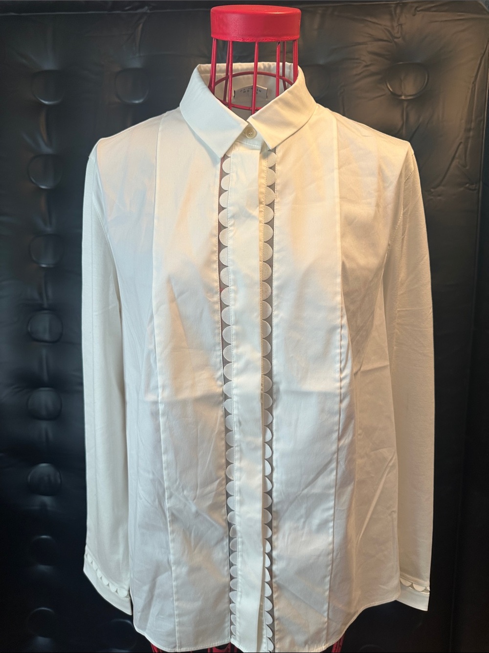 Akris Punto White Scalloped Trim Button-Down Shirt